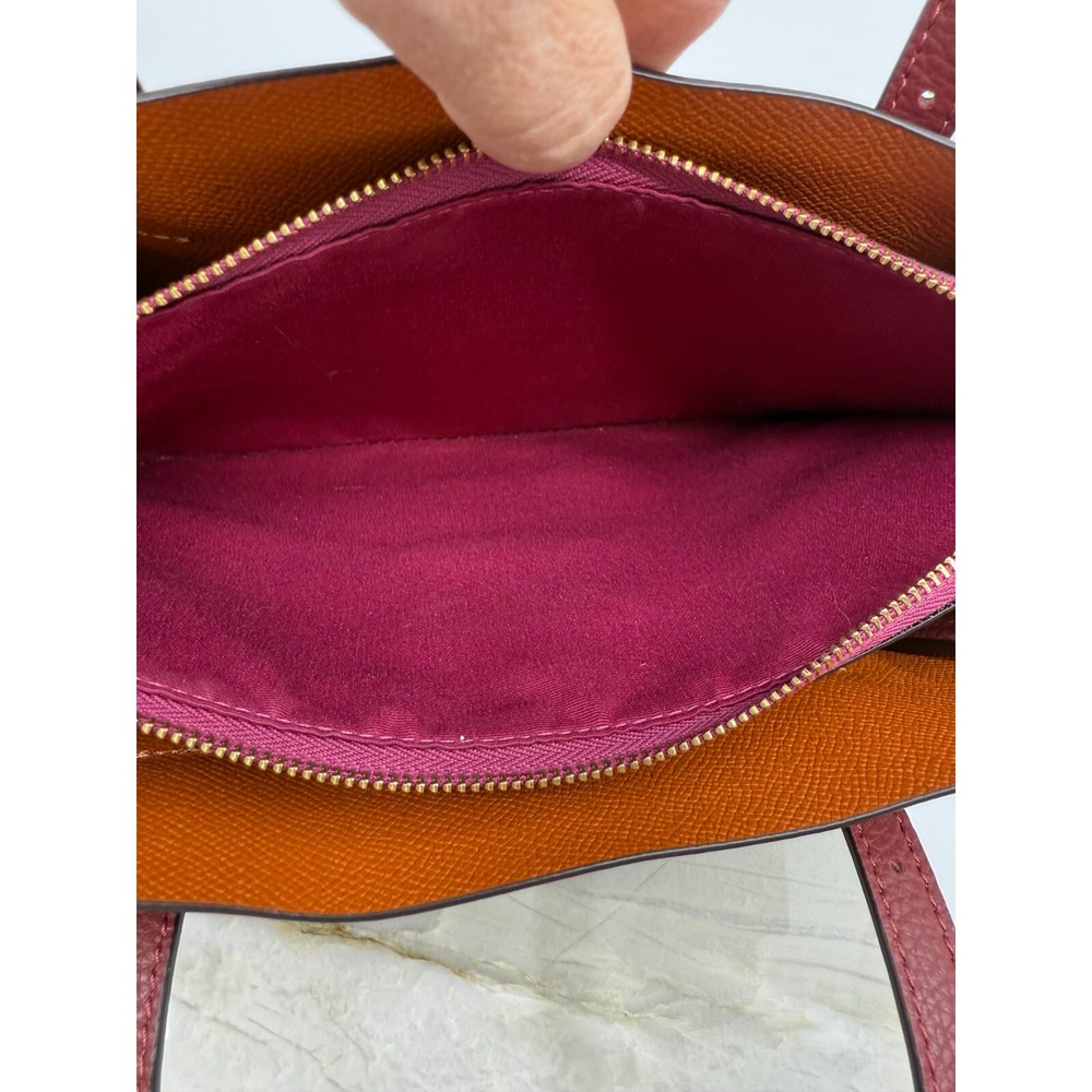 Coach Burgundy Tote Bag with Gold Accents - Picture 9 of 16